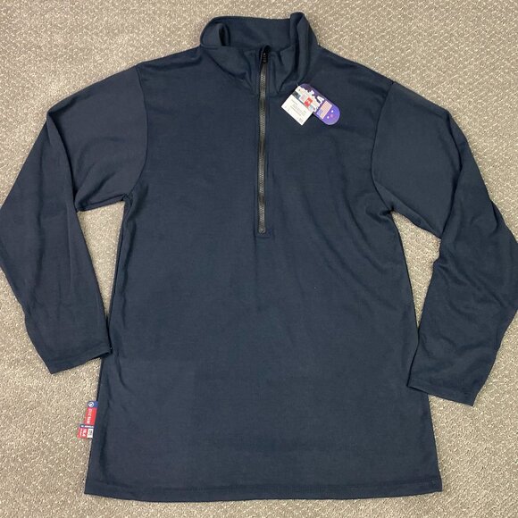 Big Bill FR 1/4 Zip Grid Fleece Pullover Mens Large Navy Quarter 16.4 Arc Rated - Picture 1 of 14